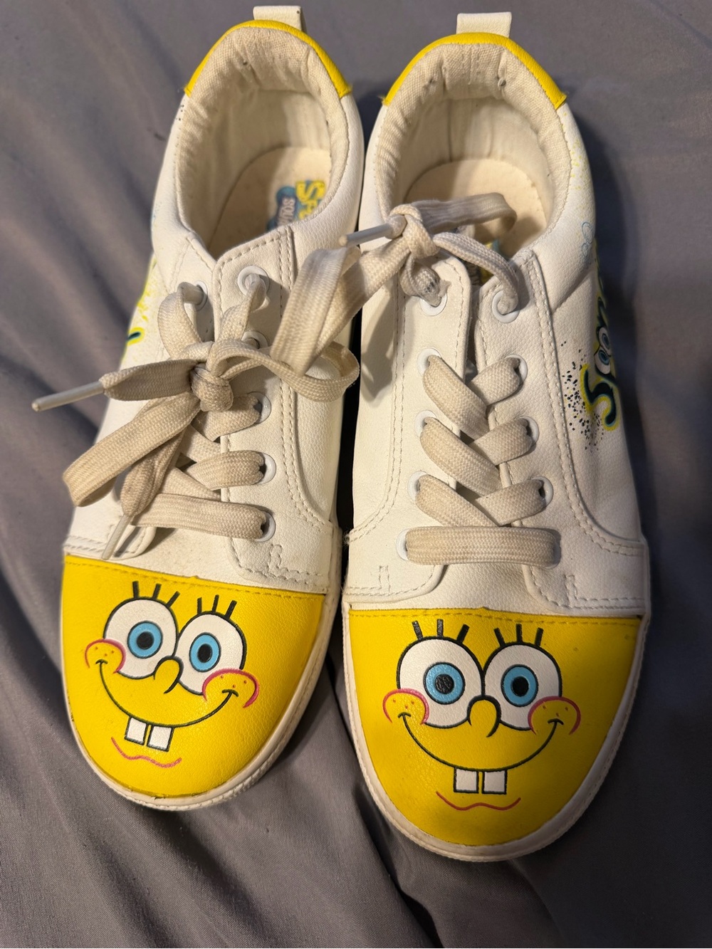 Kids SpongeBob White and Yellow Character Sneakers